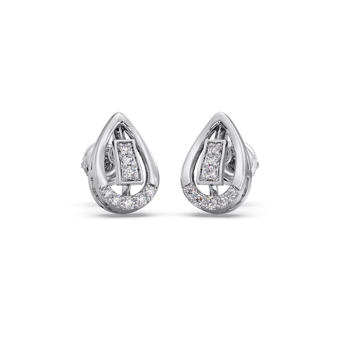 Pear-Cut Diamond Halo Stud Earrings