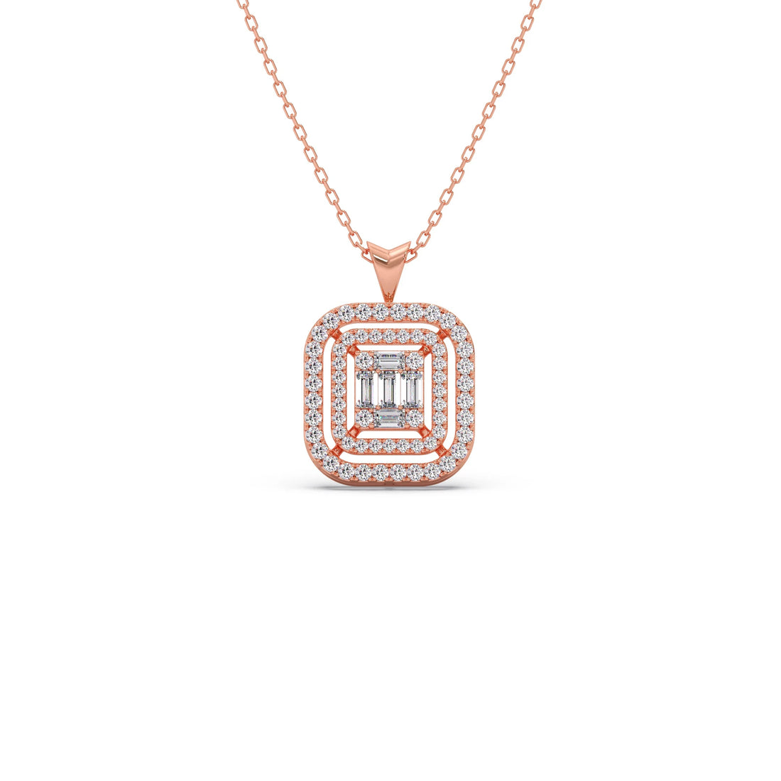 Baguette & Round Halo Pendant