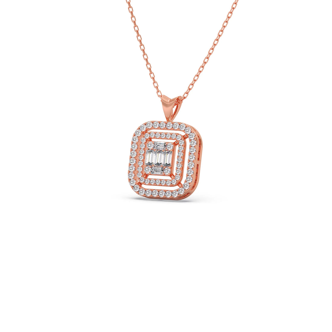 Baguette & Round Halo Pendant