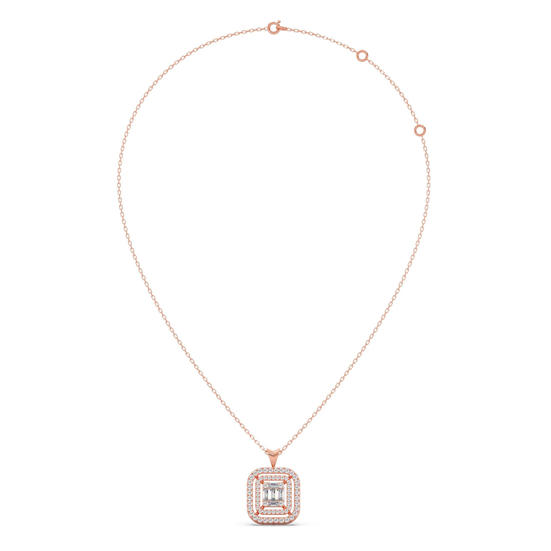 Baguette & Round Halo Pendant