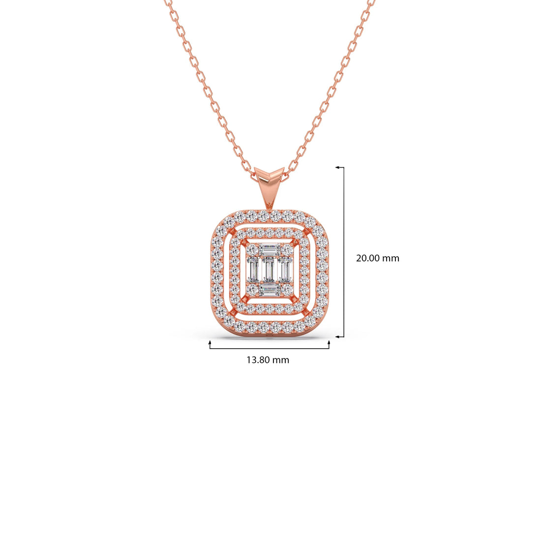 Baguette & Round Halo Pendant