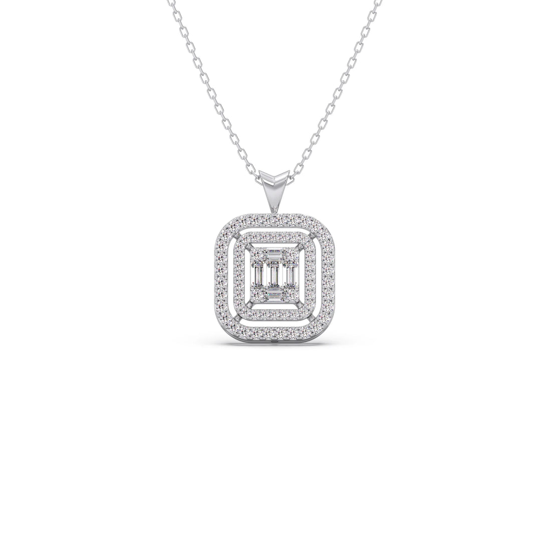 Baguette & Round Halo Pendant