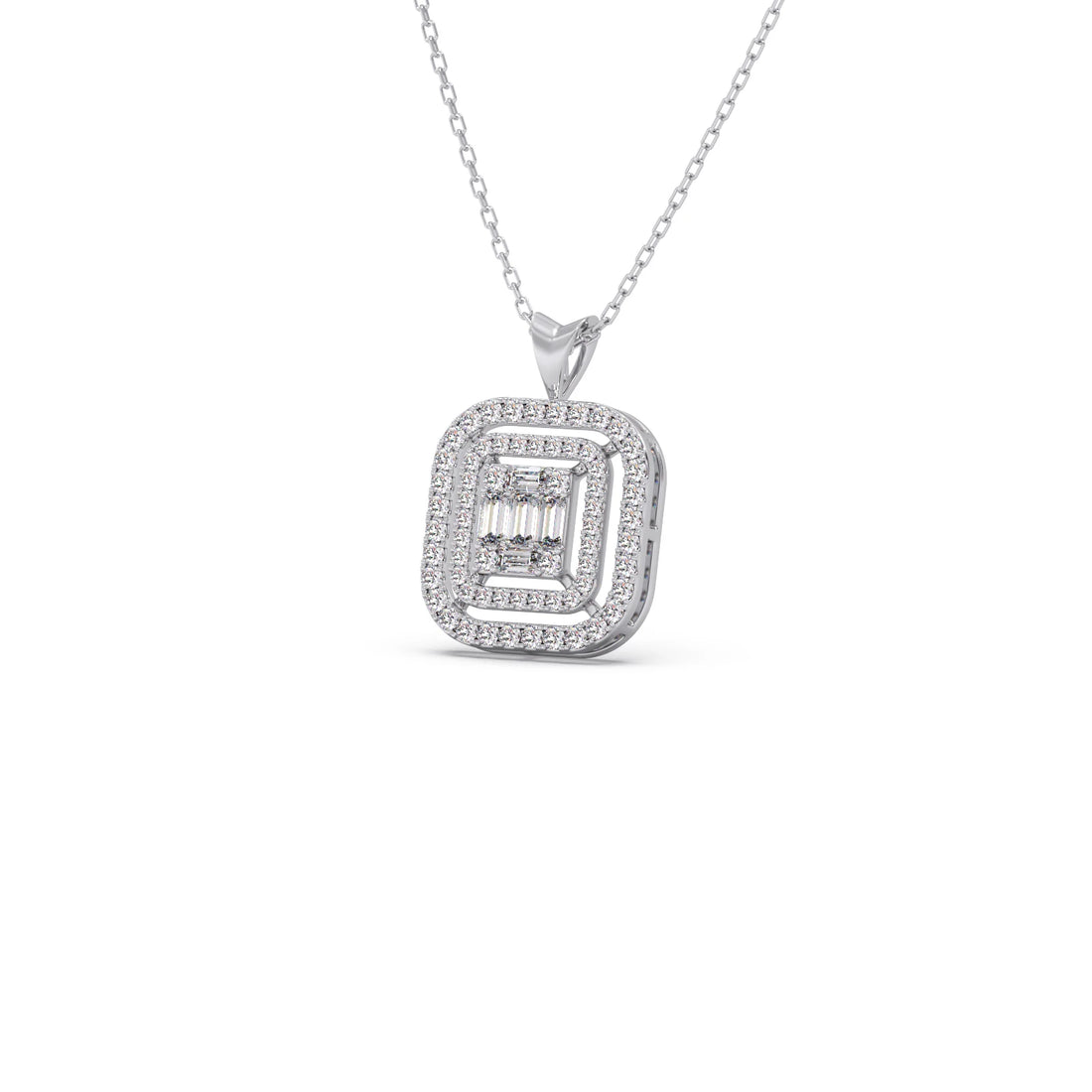 Baguette & Round Halo Pendant