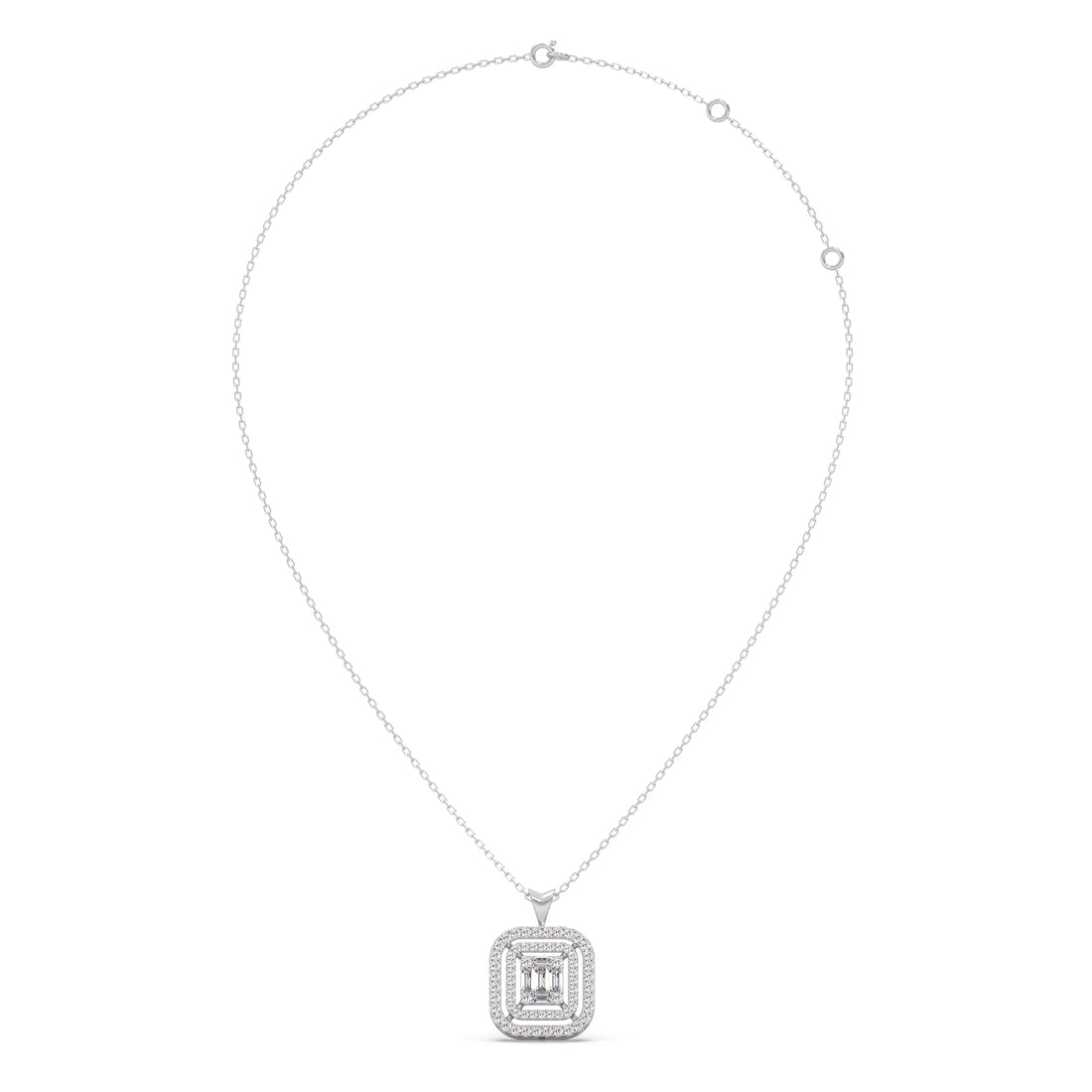 Baguette & Round Halo Pendant