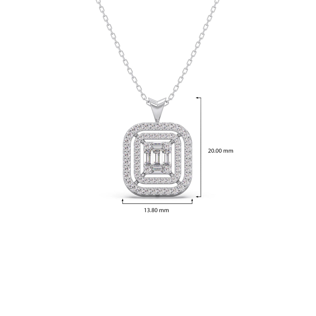 Baguette & Round Halo Pendant