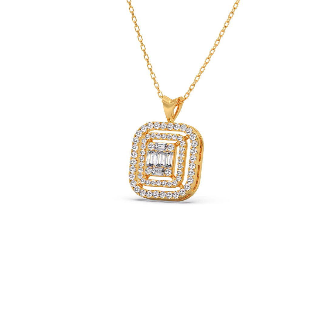 Baguette & Round Halo Pendant