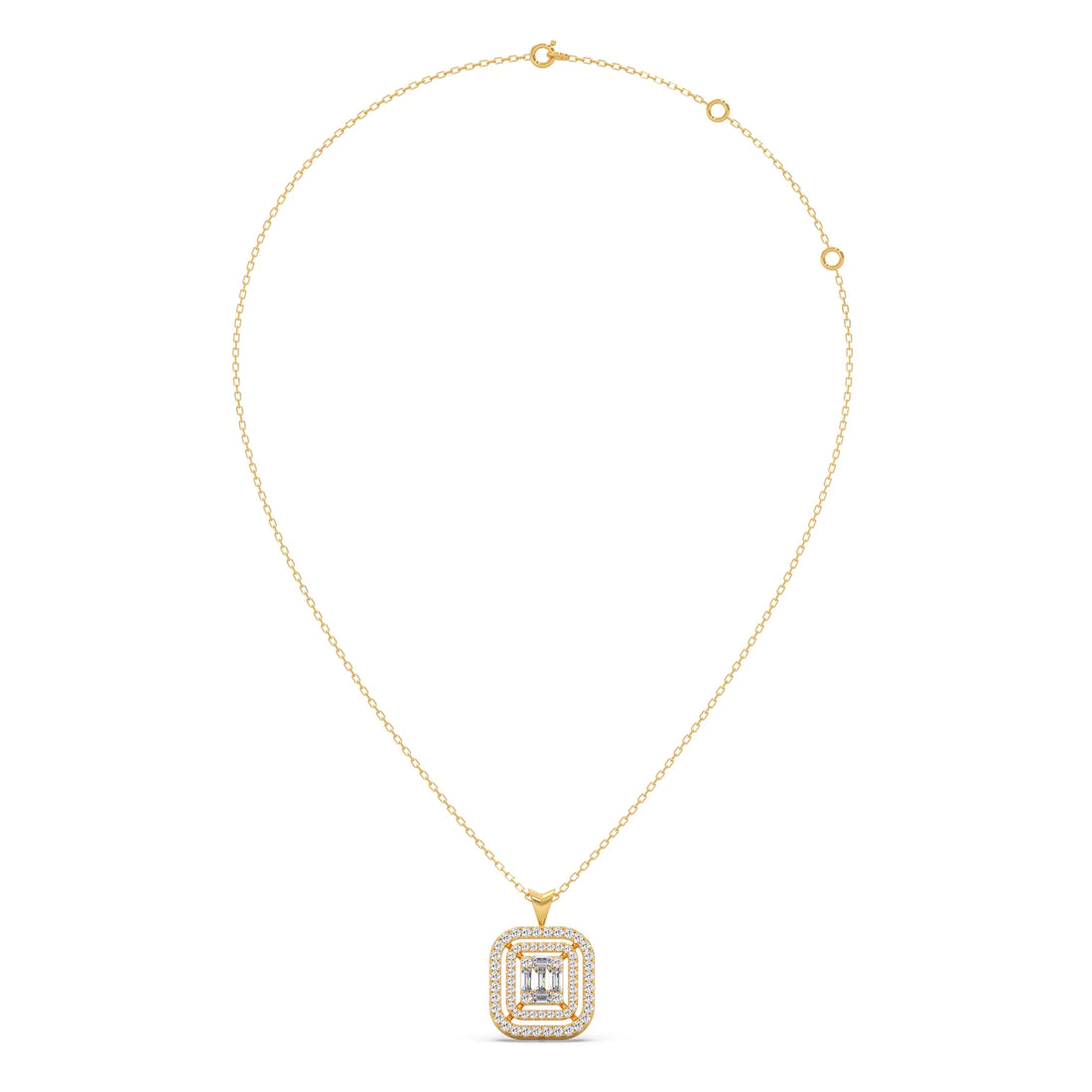 Baguette & Round Halo Pendant