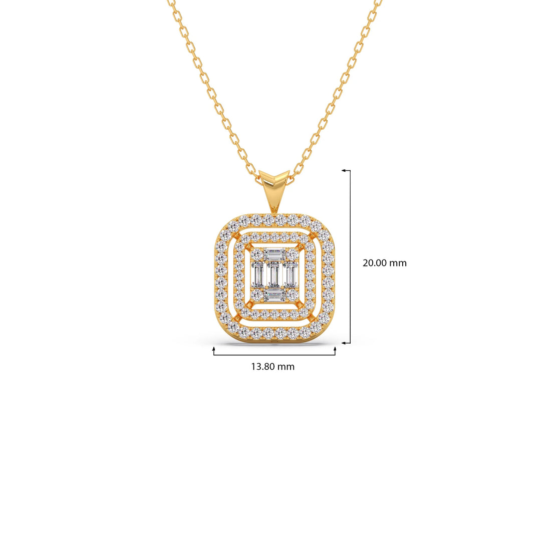 Baguette & Round Halo Pendant