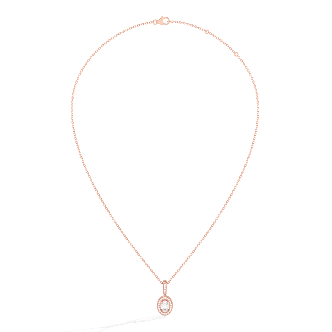 Oval Solitaire with Round Halo Pendant