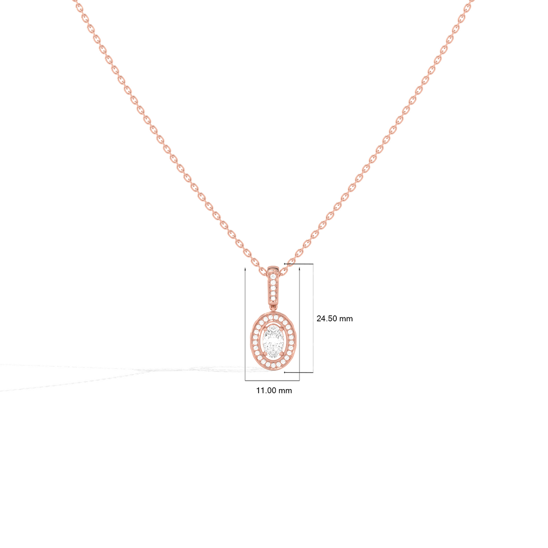 Oval Solitaire with Round Halo Pendant