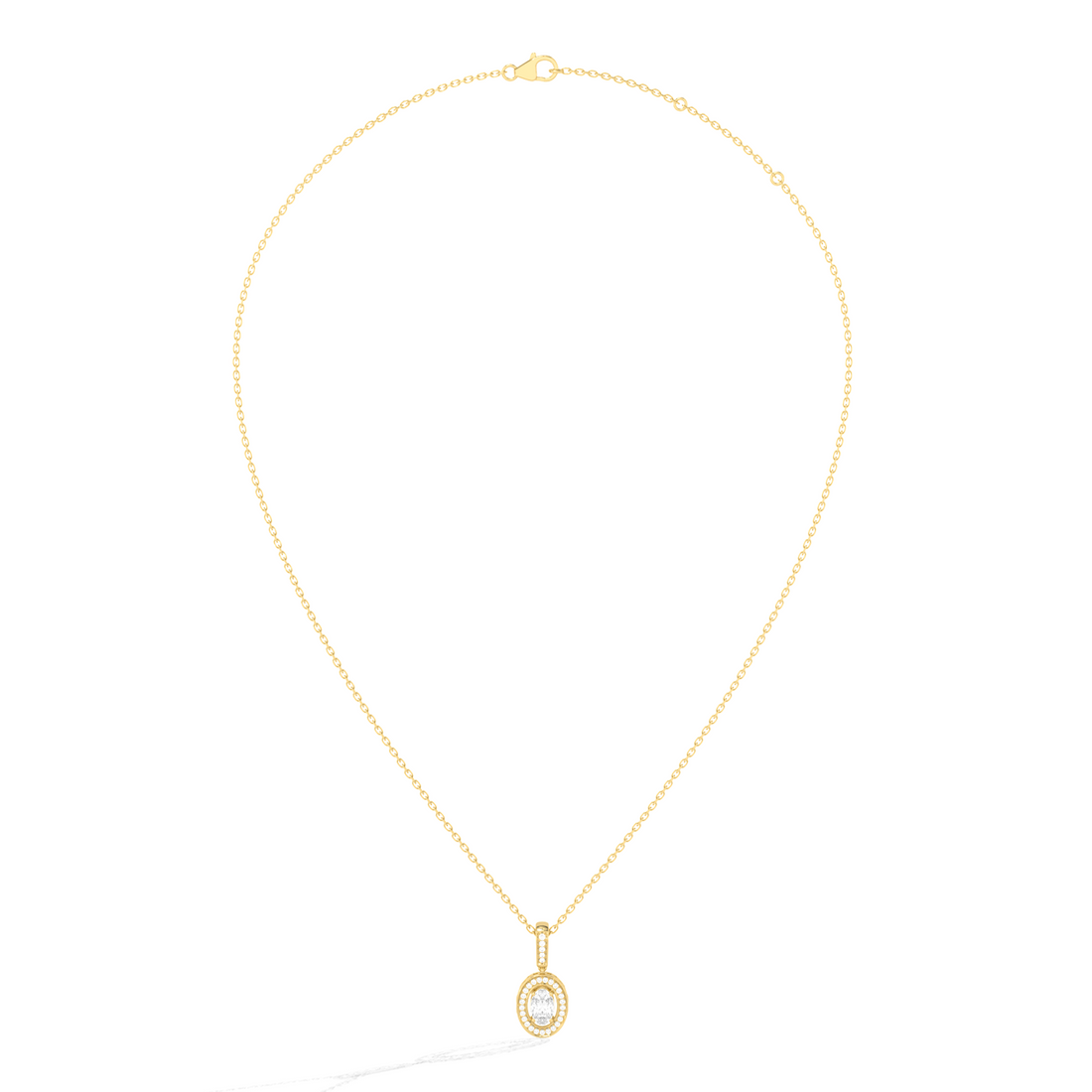 Oval Solitaire with Round Halo Pendant