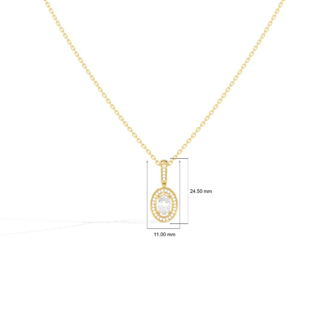 Oval Solitaire with Round Halo Pendant