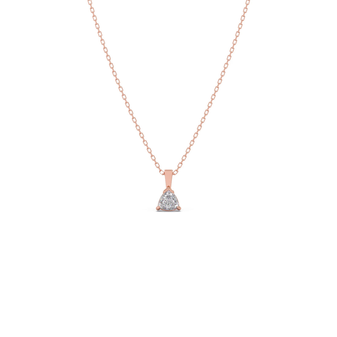 Half Bezel & Claw Prong Set Trillion Shape Solitaire Pendant Necklace