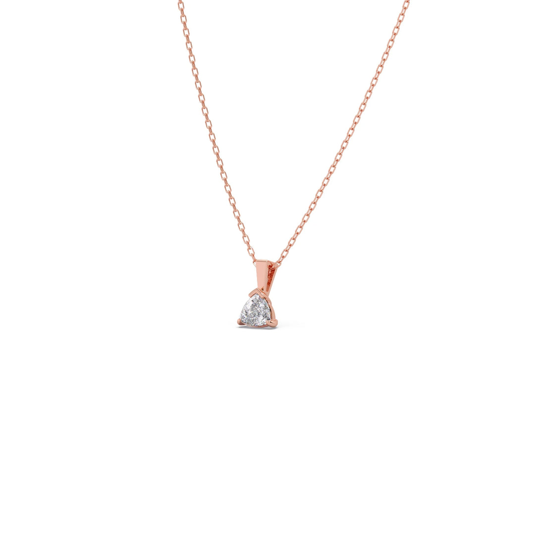 Half Bezel & Claw Prong Set Trillion Shape Solitaire Pendant Necklace