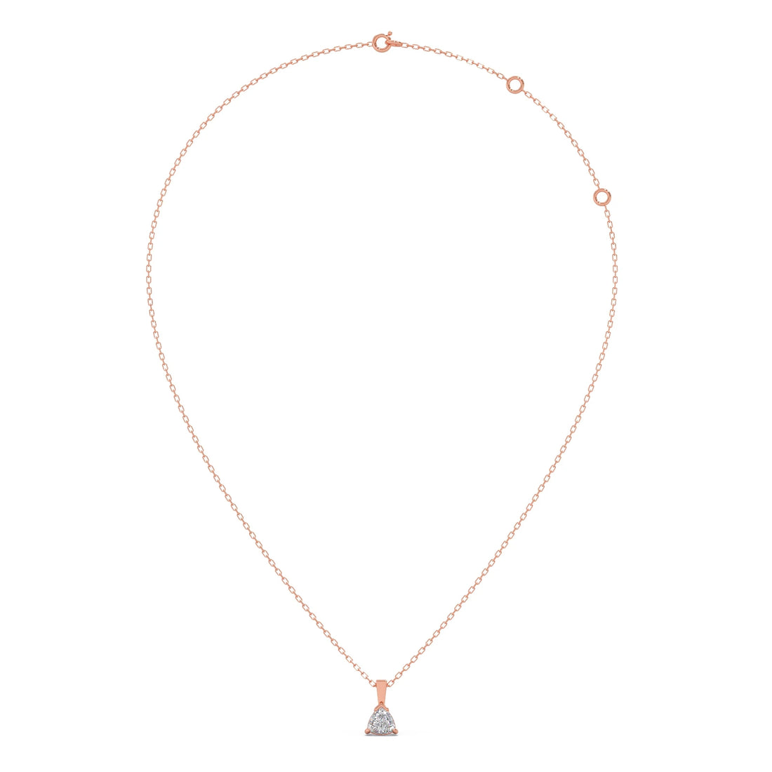 Half Bezel & Claw Prong Set Trillion Shape Solitaire Pendant Necklace