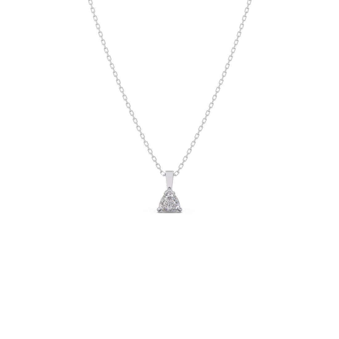 Half Bezel & Claw Prong Set Trillion Shape Solitaire Pendant Necklace