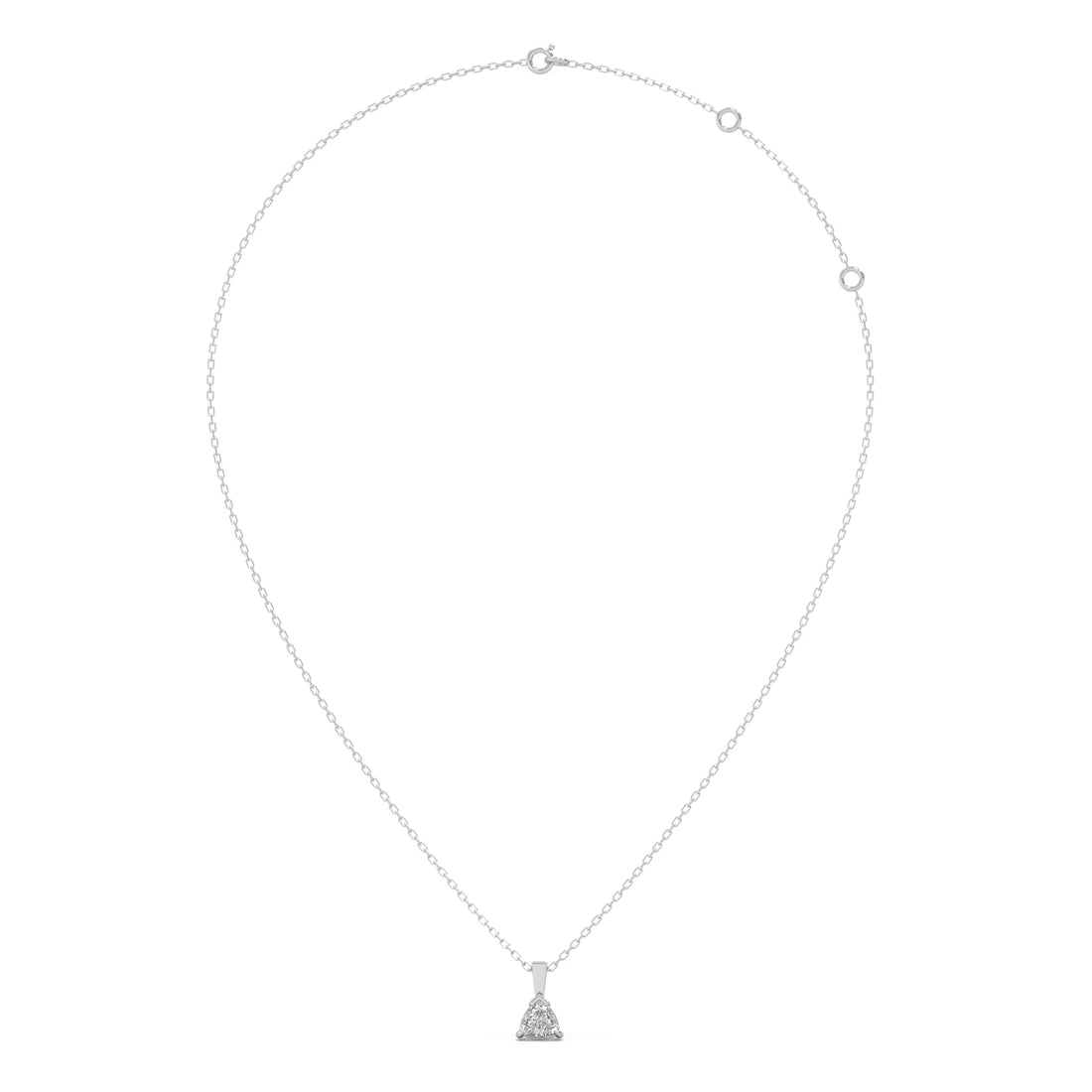 Half Bezel & Claw Prong Set Trillion Shape Solitaire Pendant Necklace