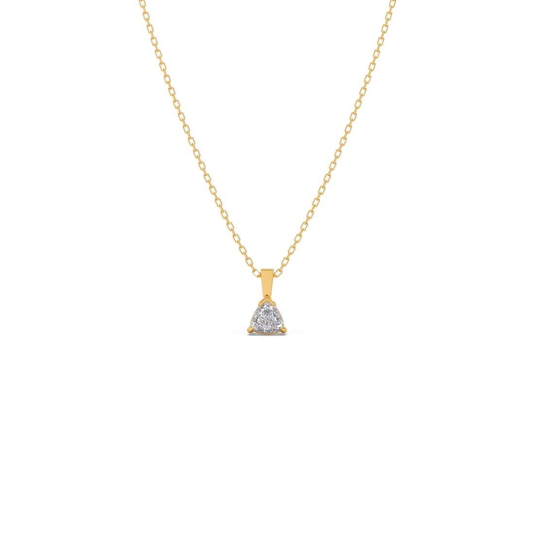 Half Bezel & Claw Prong Set Trillion Shape Solitaire Pendant Necklace