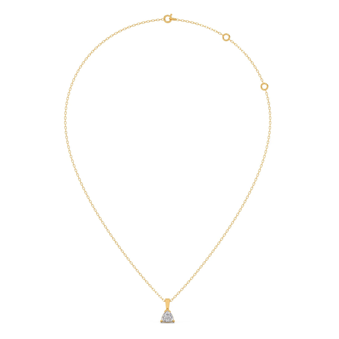 Half Bezel & Claw Prong Set Trillion Shape Solitaire Pendant Necklace