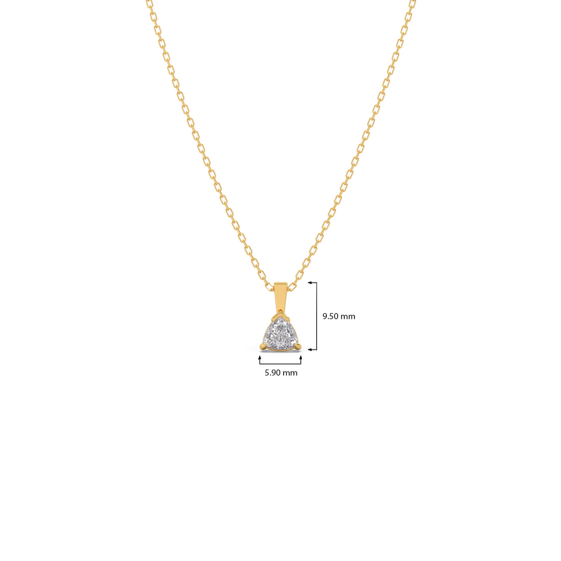 Half Bezel & Claw Prong Set Trillion Shape Solitaire Pendant Necklace