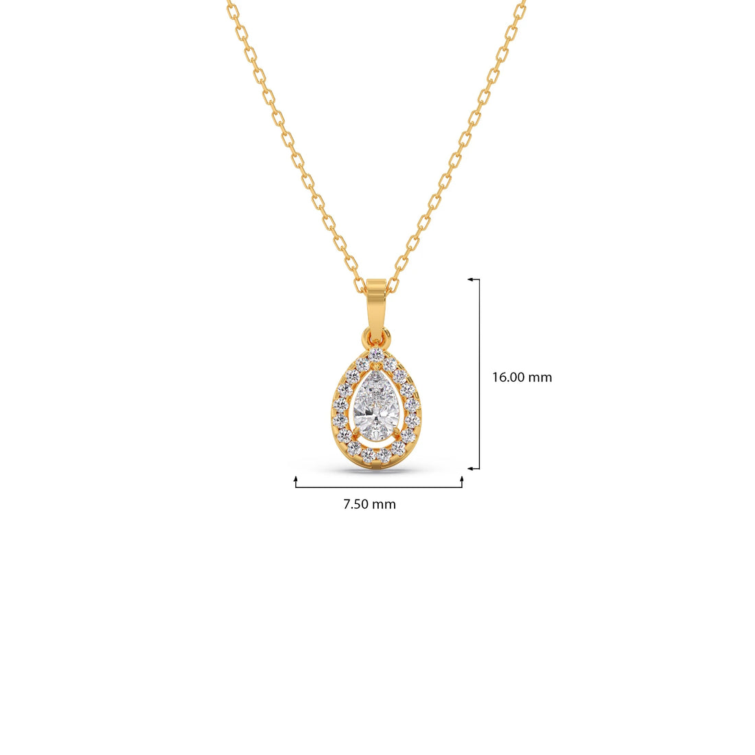 Gold Pear Halo Diamond Pendant