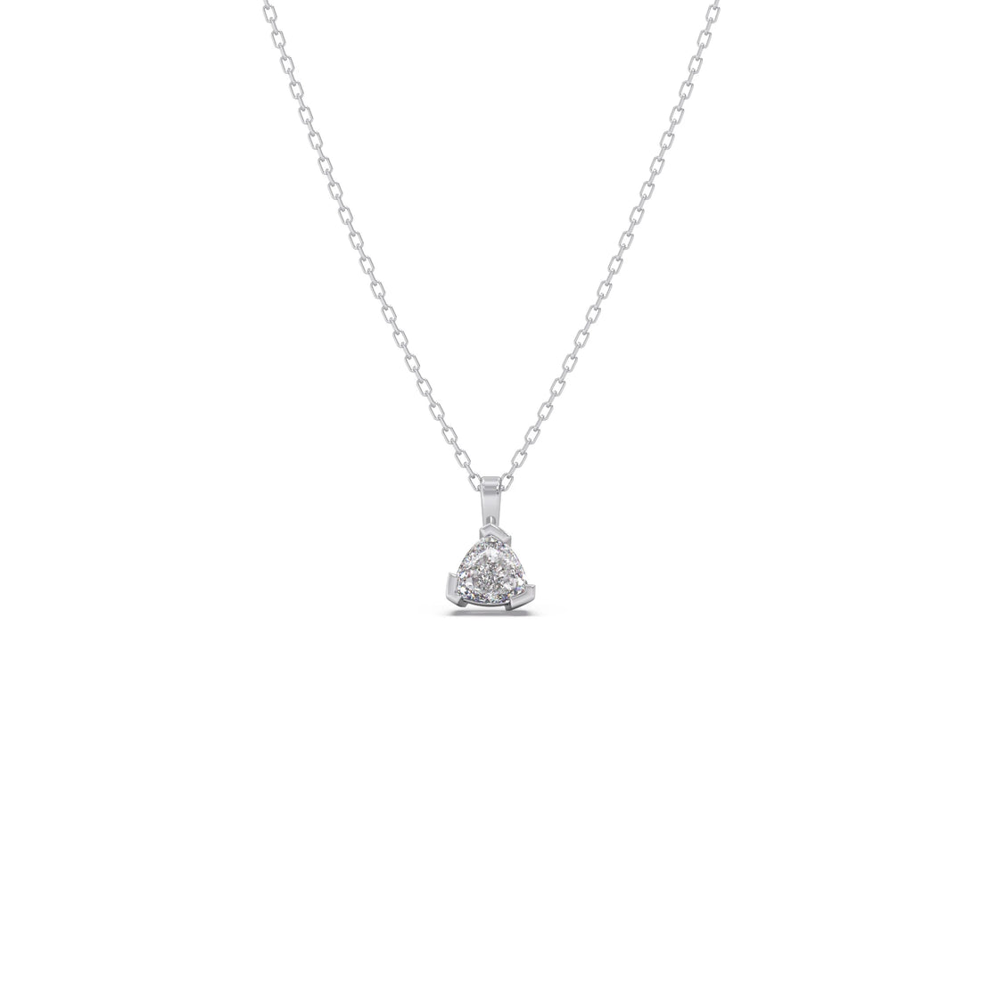 Half Bezel Set Trillion Cut Solitaire Pendant Necklace