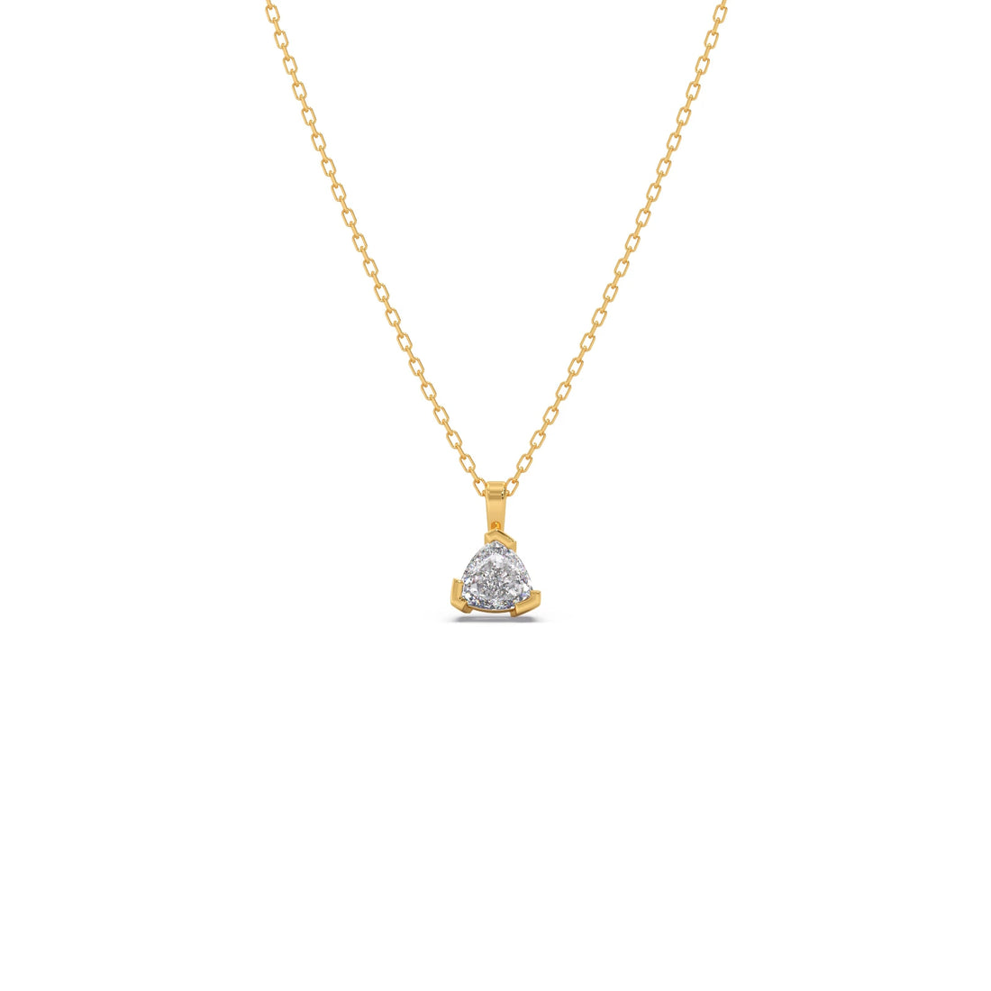 Half Bezel Set Trillion Cut Solitaire Pendant Necklace