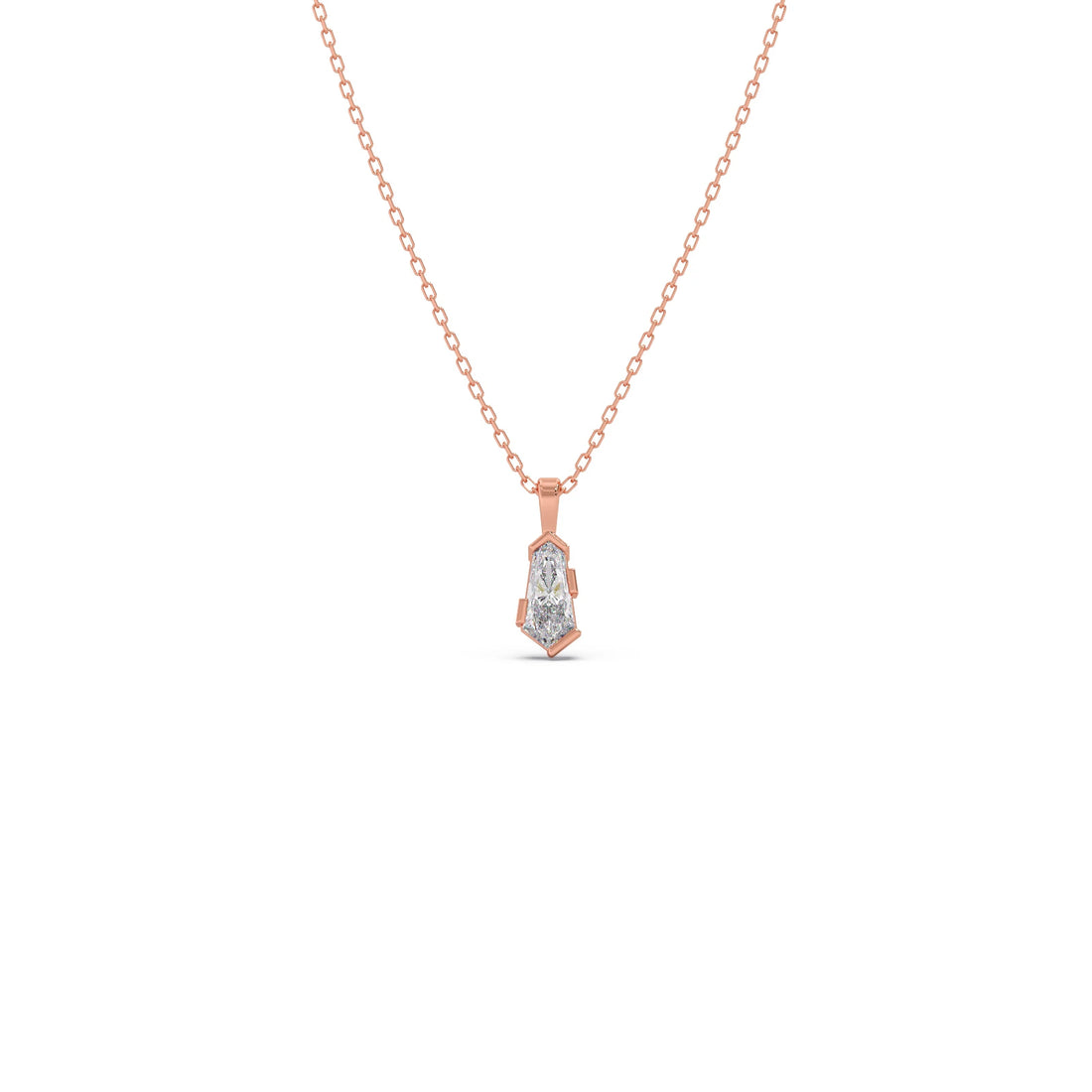 Half Bezel Set Smallitaire Pin Shape Diamond Pendant Necklace