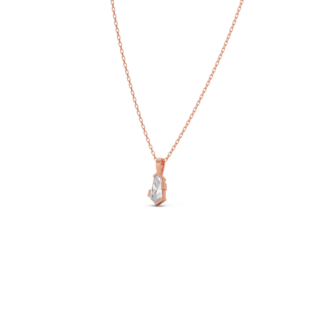 Half Bezel Set Smallitaire Pin Shape Diamond Pendant Necklace