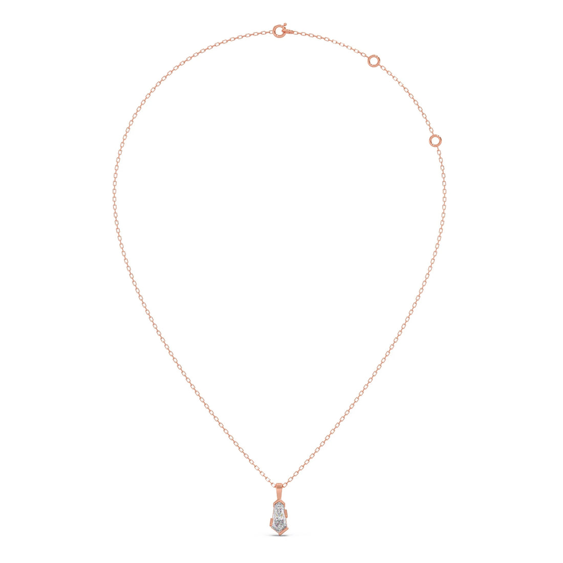 Half Bezel Set Smallitaire Pin Shape Diamond Pendant Necklace