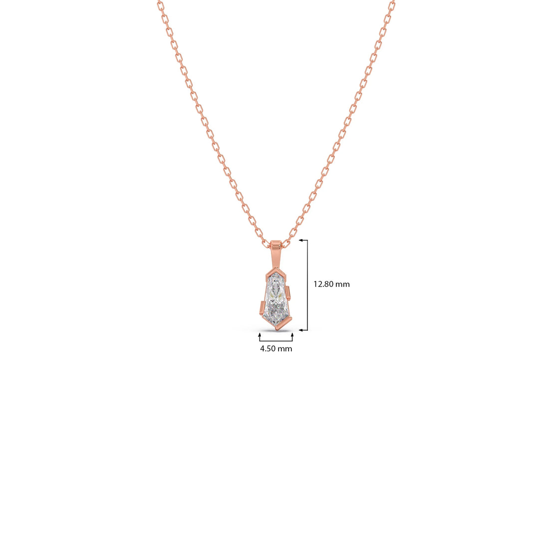 Half Bezel Set Smallitaire Pin Shape Diamond Pendant Necklace