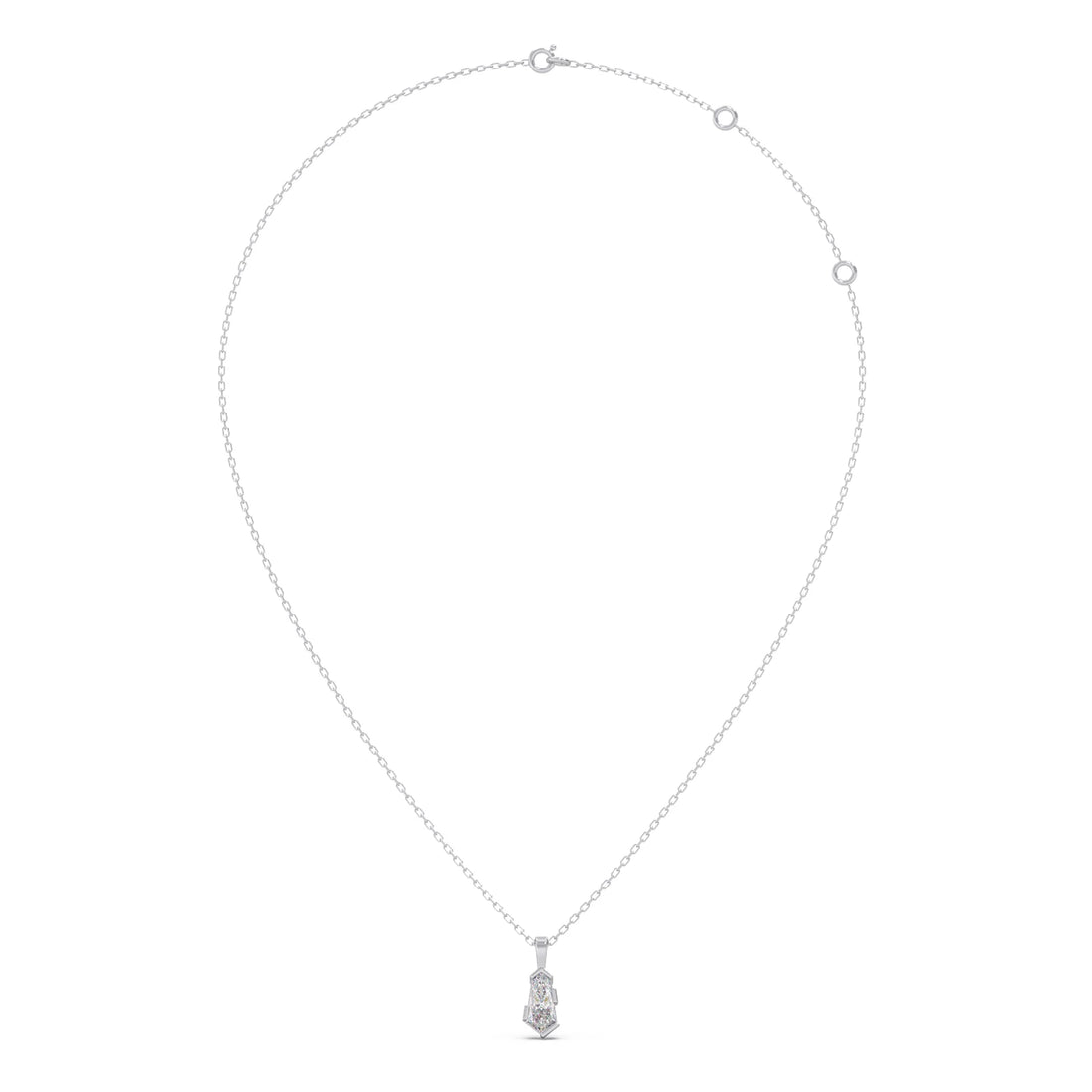 Half Bezel Set Smallitaire Pin Shape Diamond Pendant Necklace