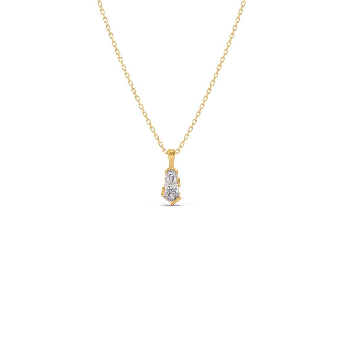 Half Bezel Set Smallitaire Pin Shape Diamond Pendant Necklace