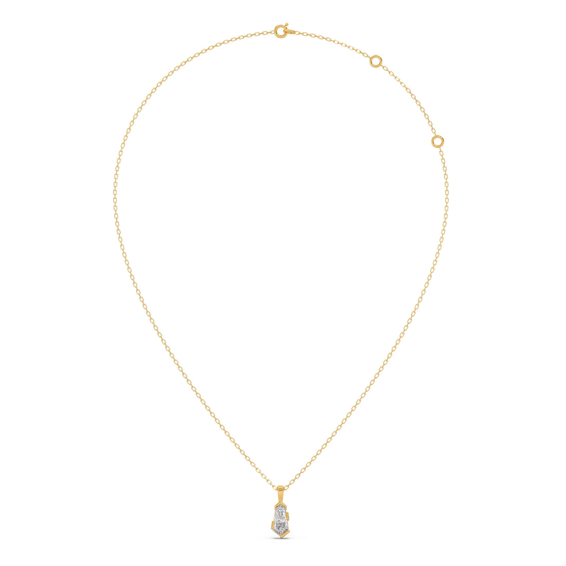 Half Bezel Set Smallitaire Pin Shape Diamond Pendant Necklace