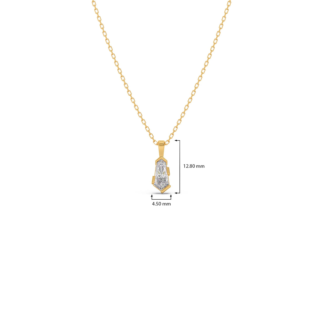Half Bezel Set Smallitaire Pin Shape Diamond Pendant Necklace