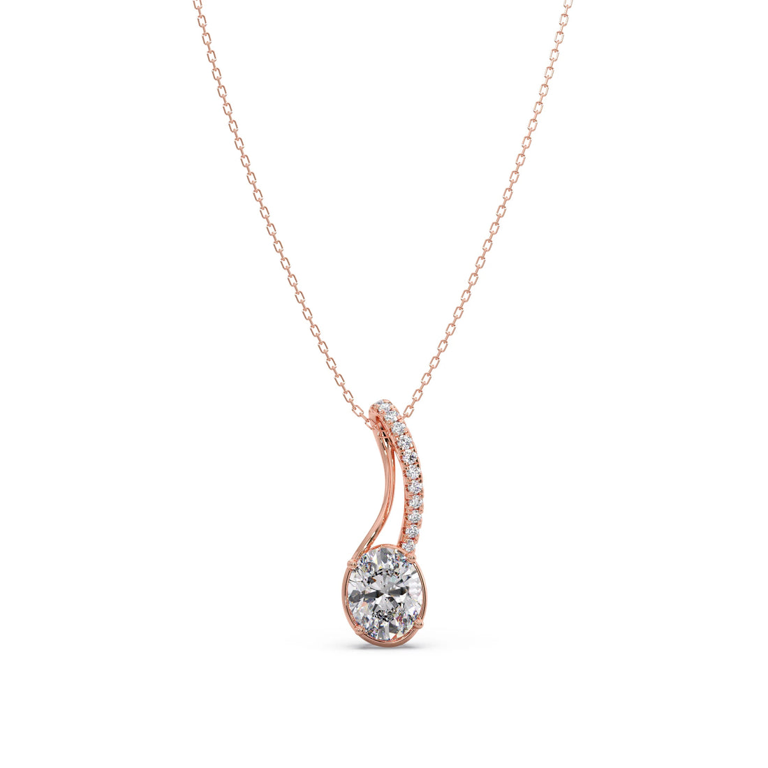Elegant Oval Diamond Drop Pendant