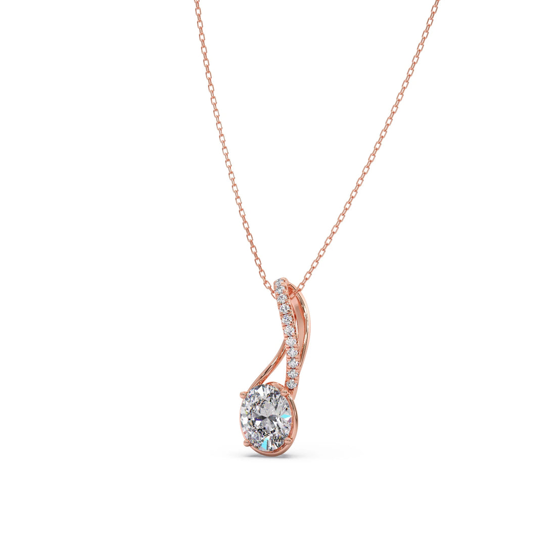Elegant Oval Diamond Drop Pendant
