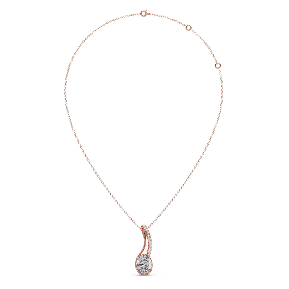 Elegant Oval Diamond Drop Pendant
