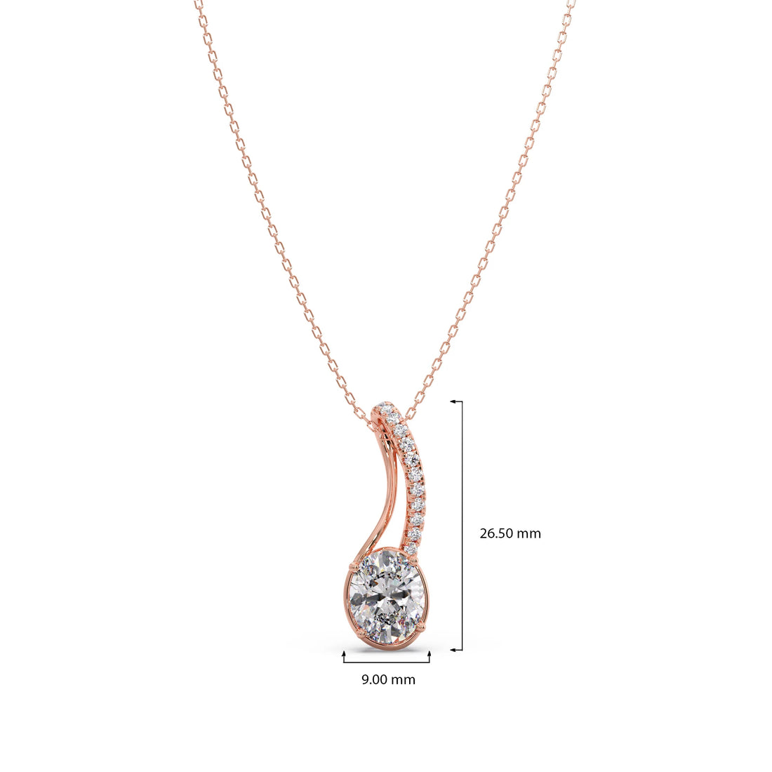 Elegant Oval Diamond Drop Pendant