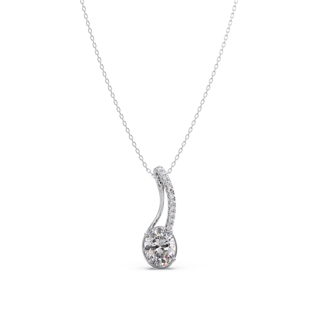 Elegant Oval Diamond Drop Pendant