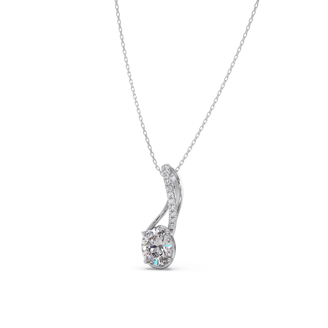 Elegant Oval Diamond Drop Pendant