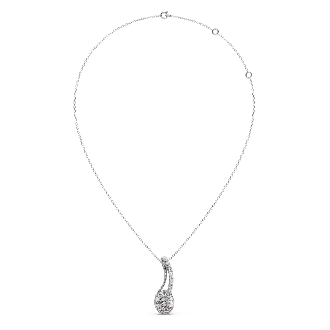 Elegant Oval Diamond Drop Pendant