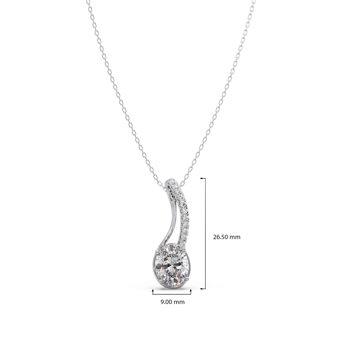 Elegant Oval Diamond Drop Pendant