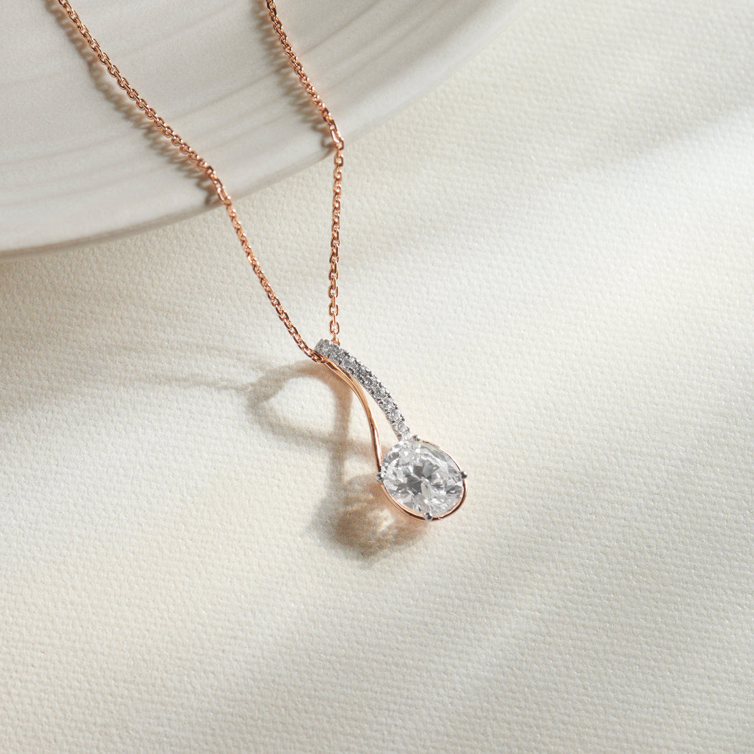 Elegant Oval Diamond Drop Pendant