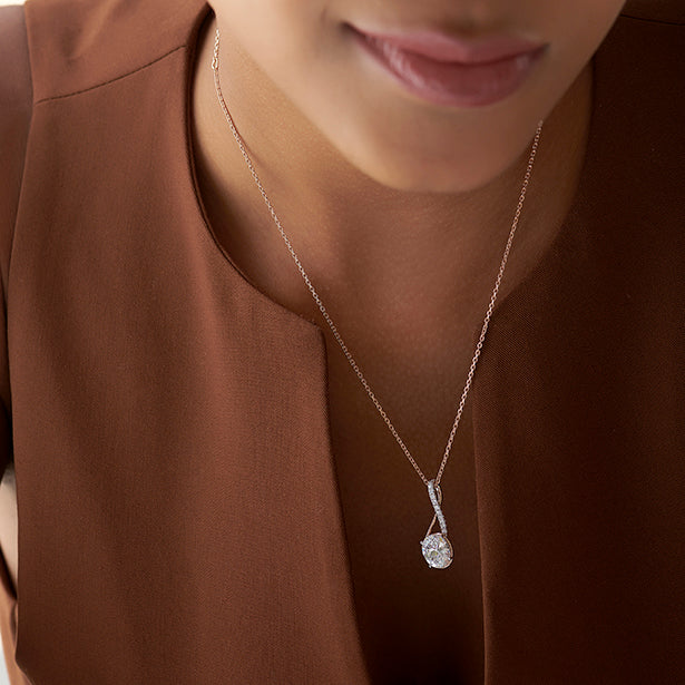 Elegant Oval Diamond Drop Pendant