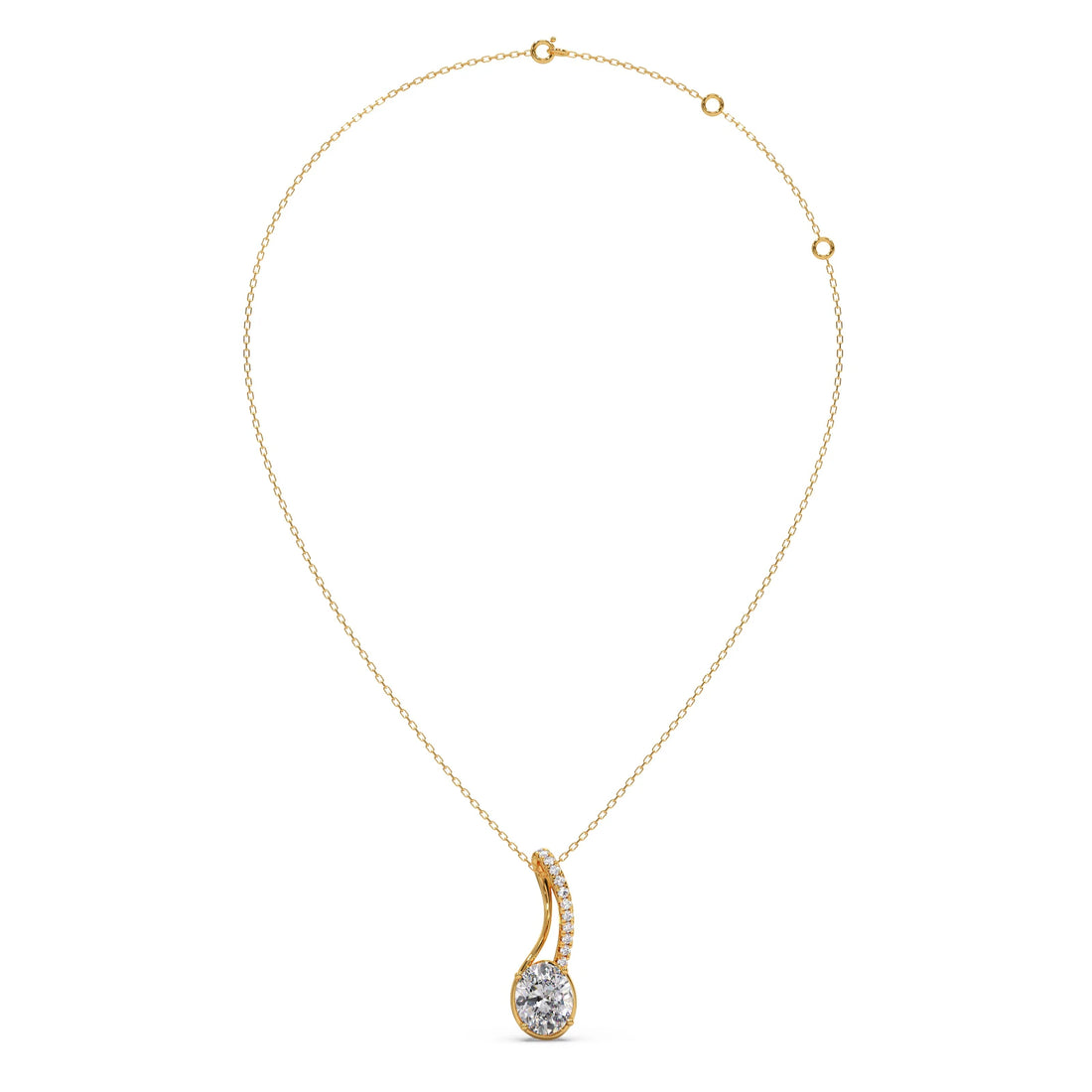 Elegant Oval Diamond Drop Pendant
