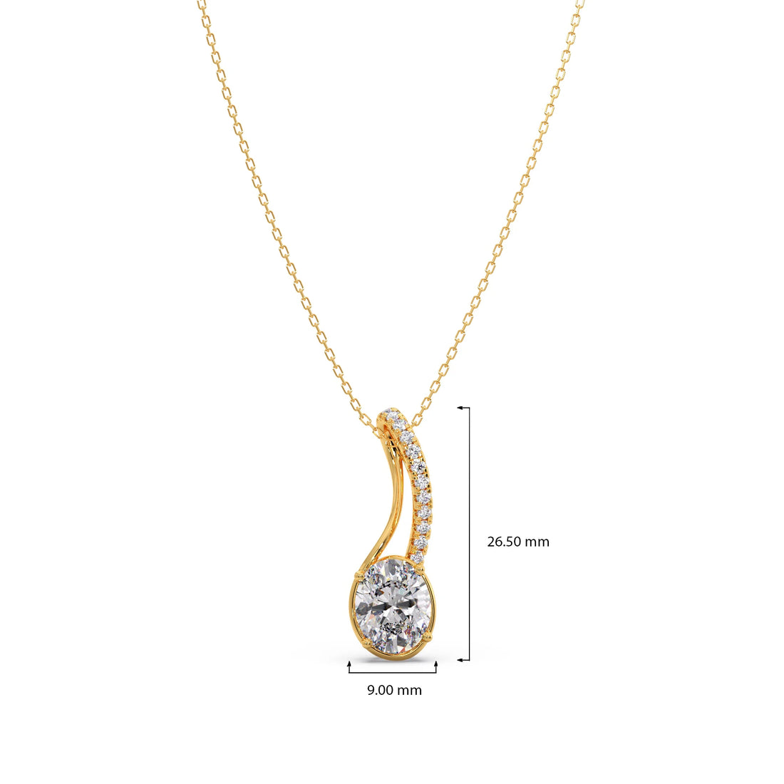 Elegant Oval Diamond Drop Pendant