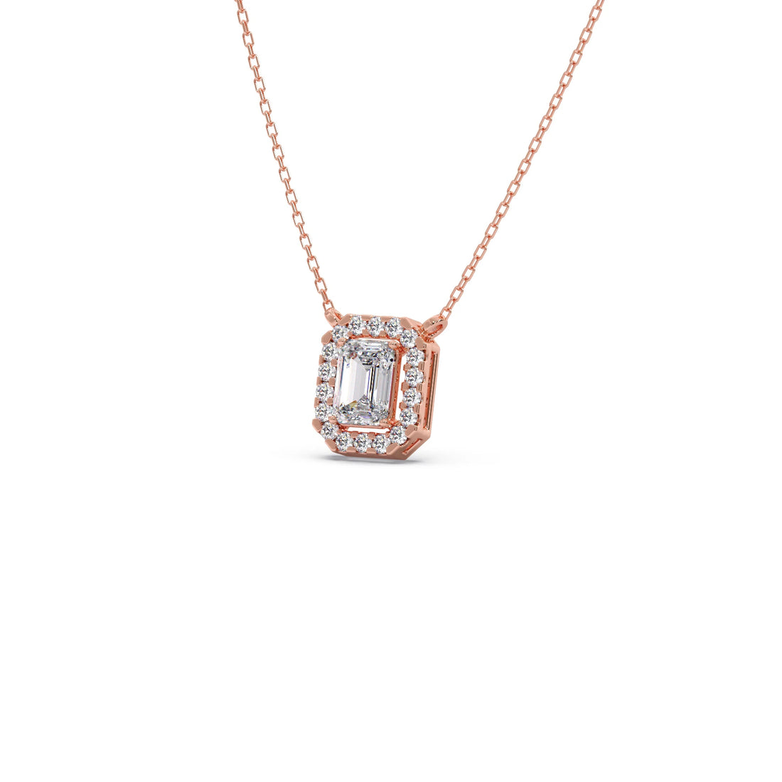 Emerald-Cut Diamond Halo Pendant