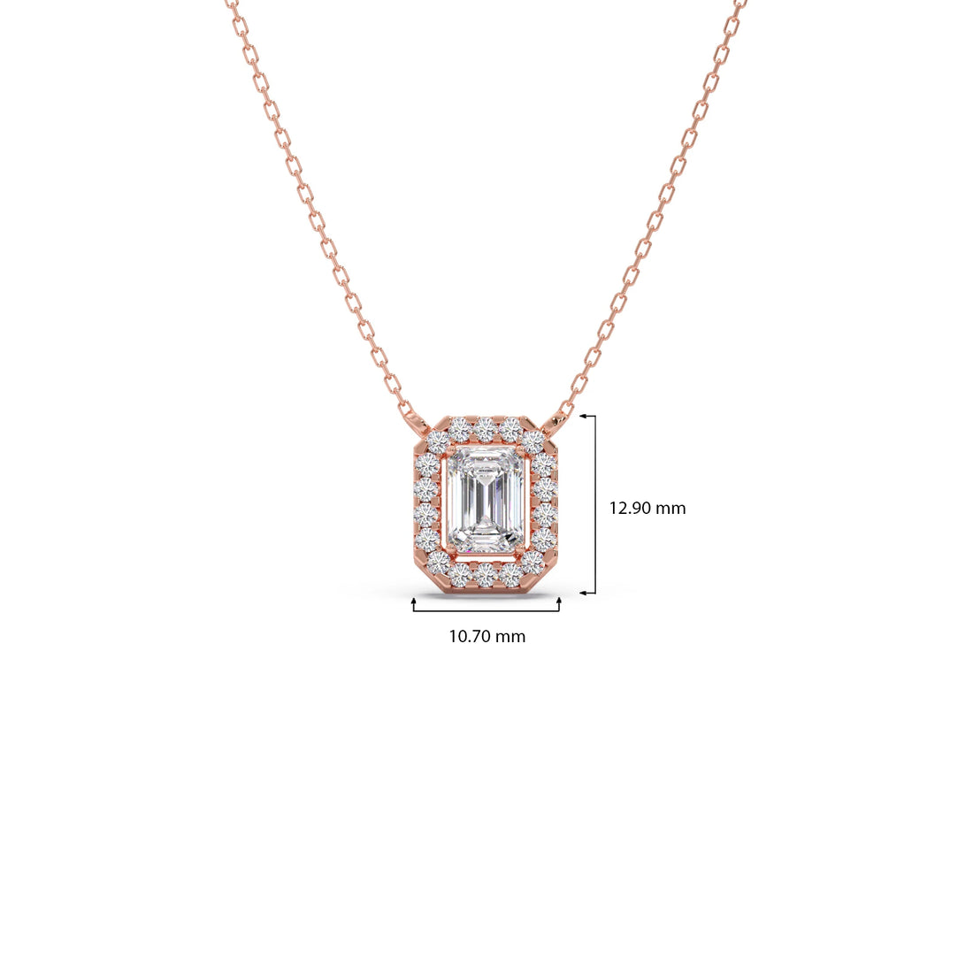 Emerald-Cut Diamond Halo Pendant