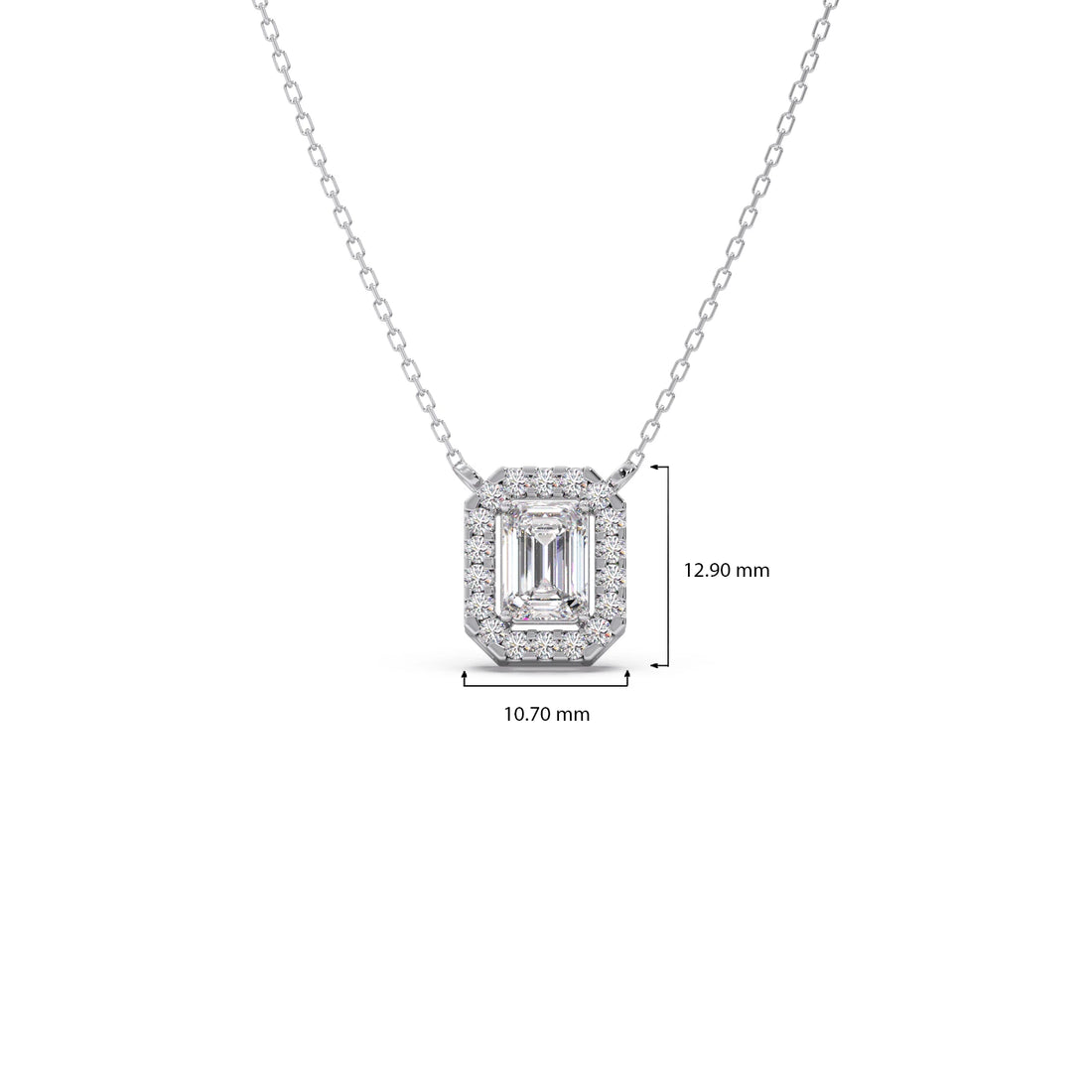 Emerald-Cut Diamond Halo Pendant